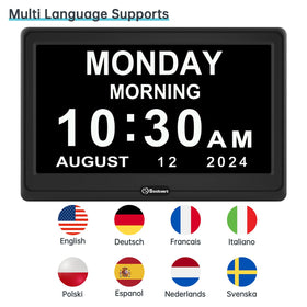Soobest dementia clock language options for broader accessibility.