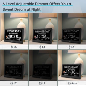 Soobest dementia clock memory function preserves settings during power outages.