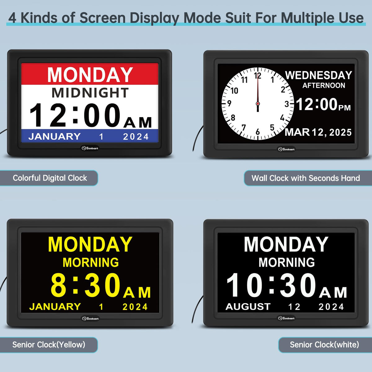 Soobest Dementia Clock memory function preserving settings during outage