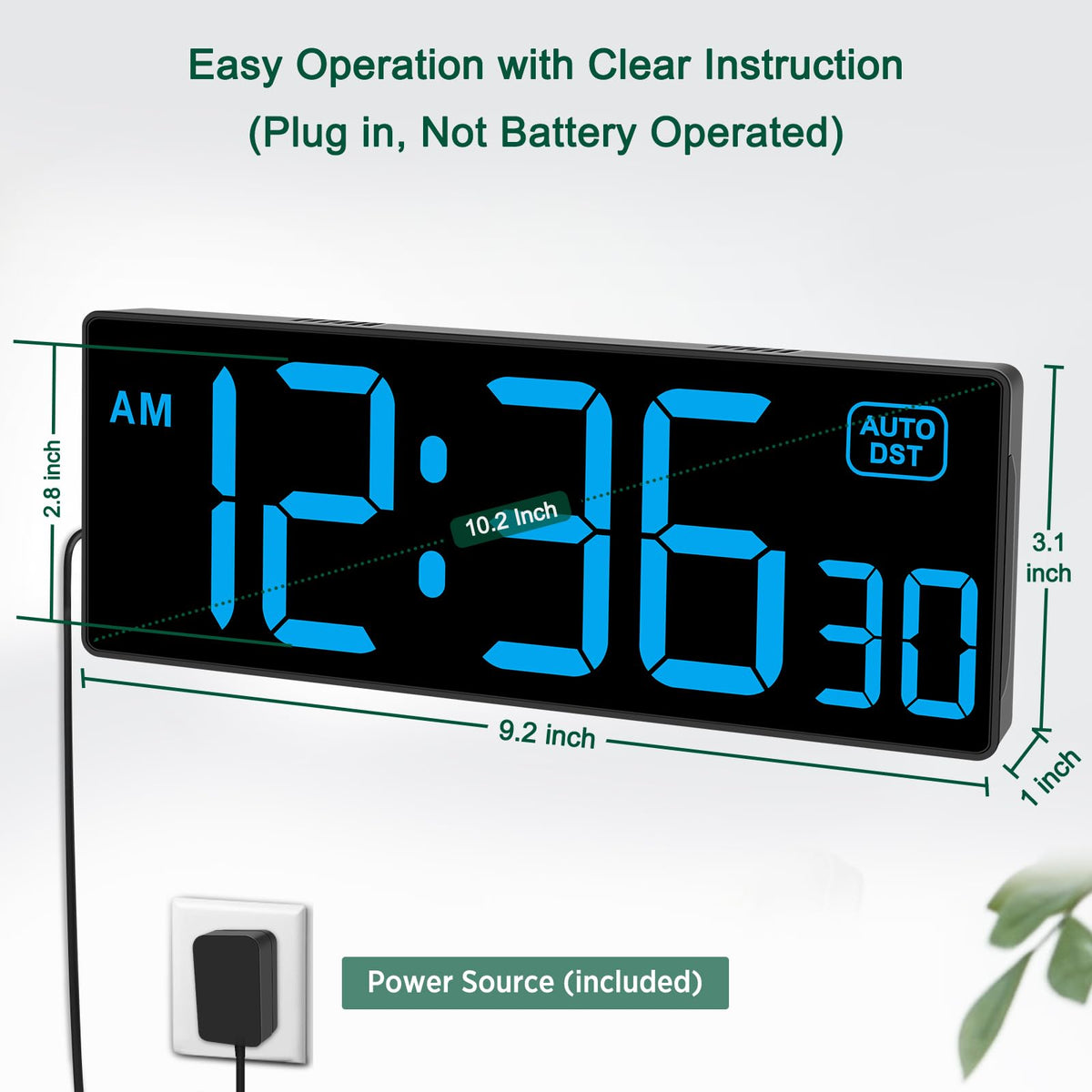 Soobest LED wall clock brightness dimmer lets you tailor visibility day or night.
