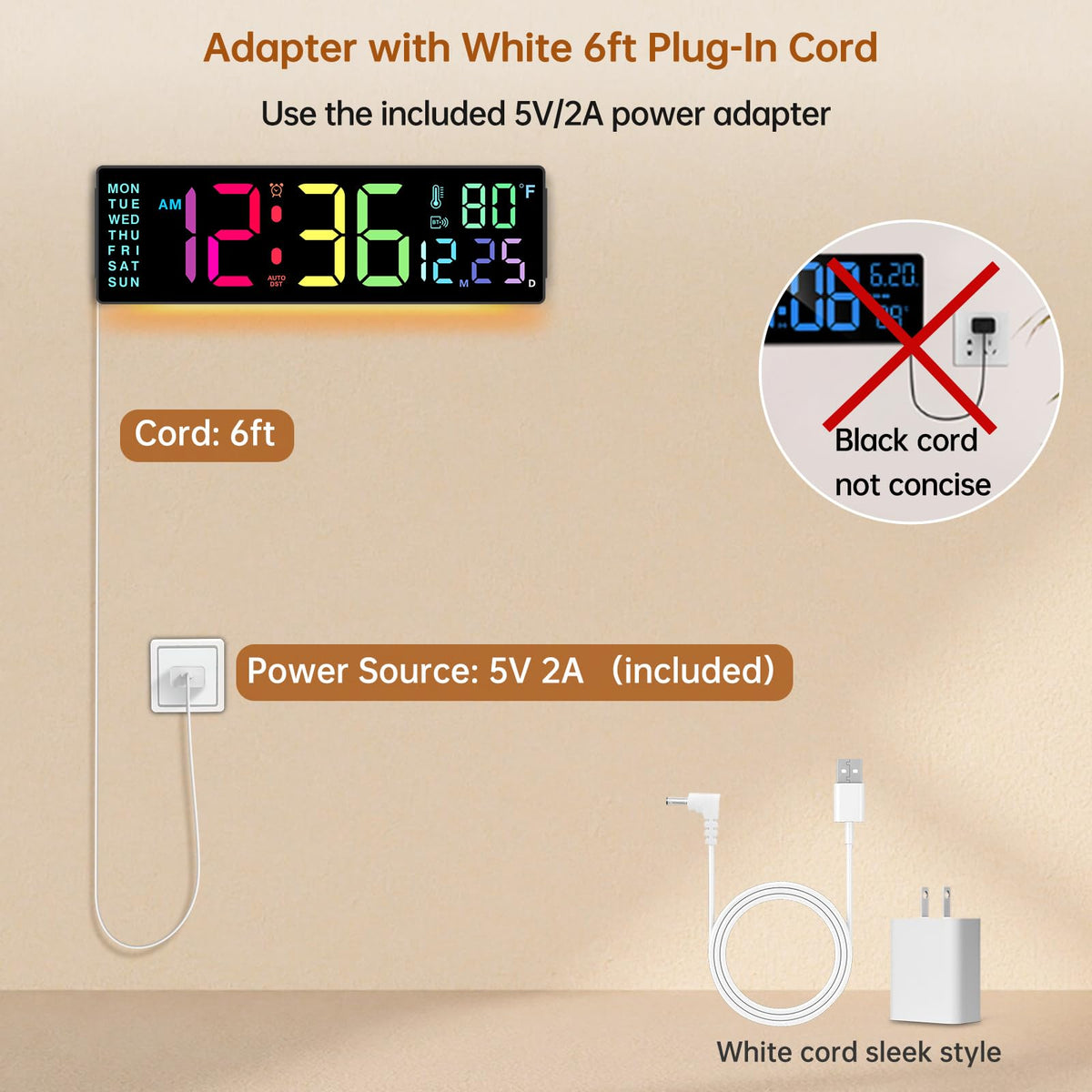 Soobest large display clock in living room for easy room-wide readability.