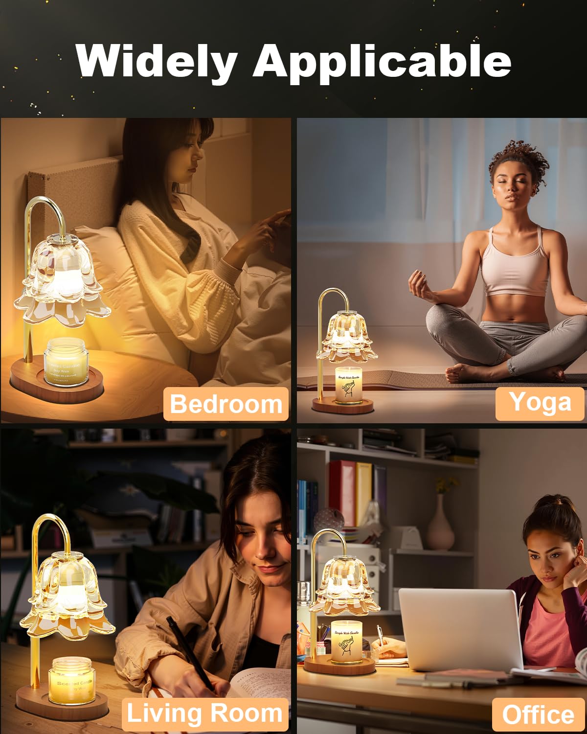 Warm glow from SooFoo's golden bracket and flower-shaped shade.