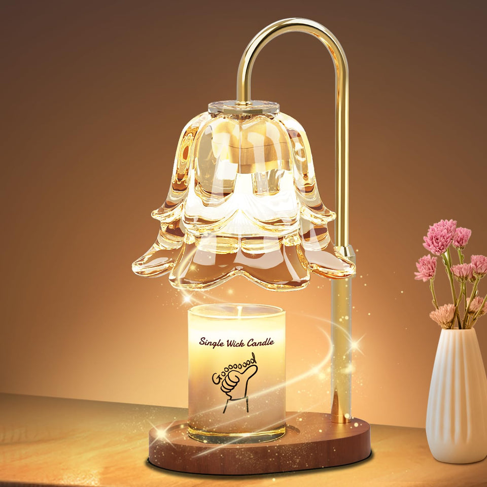 SooFoo Candle Warmer Lamp melts wax top-to-bottom for a flameless glow.