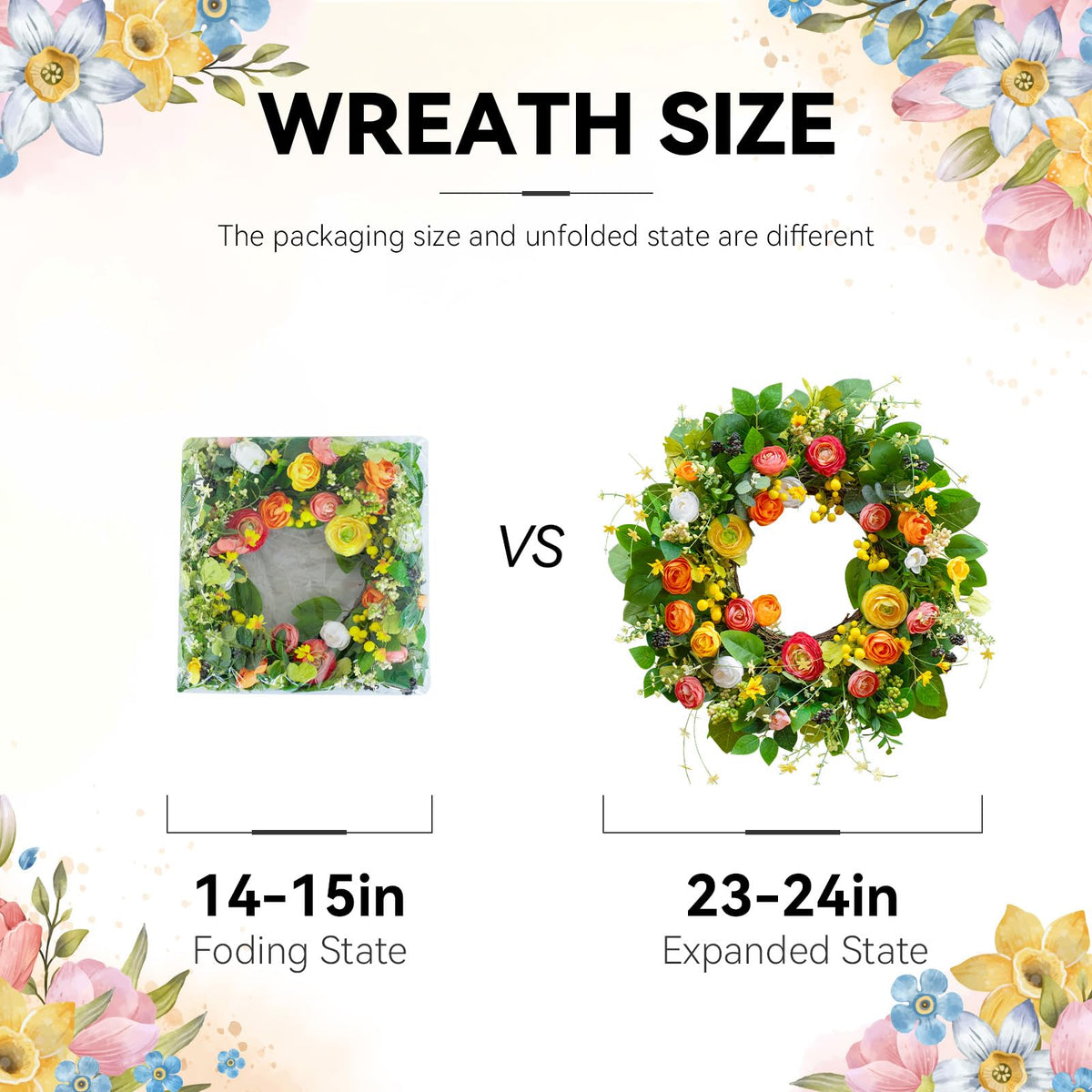 Soomeir 24-inch wreath fits most doors and windows