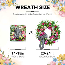Soomeir lifelike artificial flowers wreath with roses and tulips.