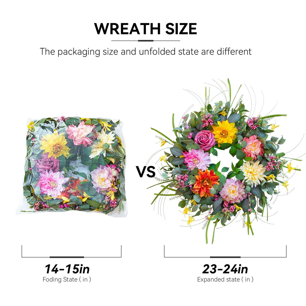 Soomeir wreath features bendable leaves for easy shaping