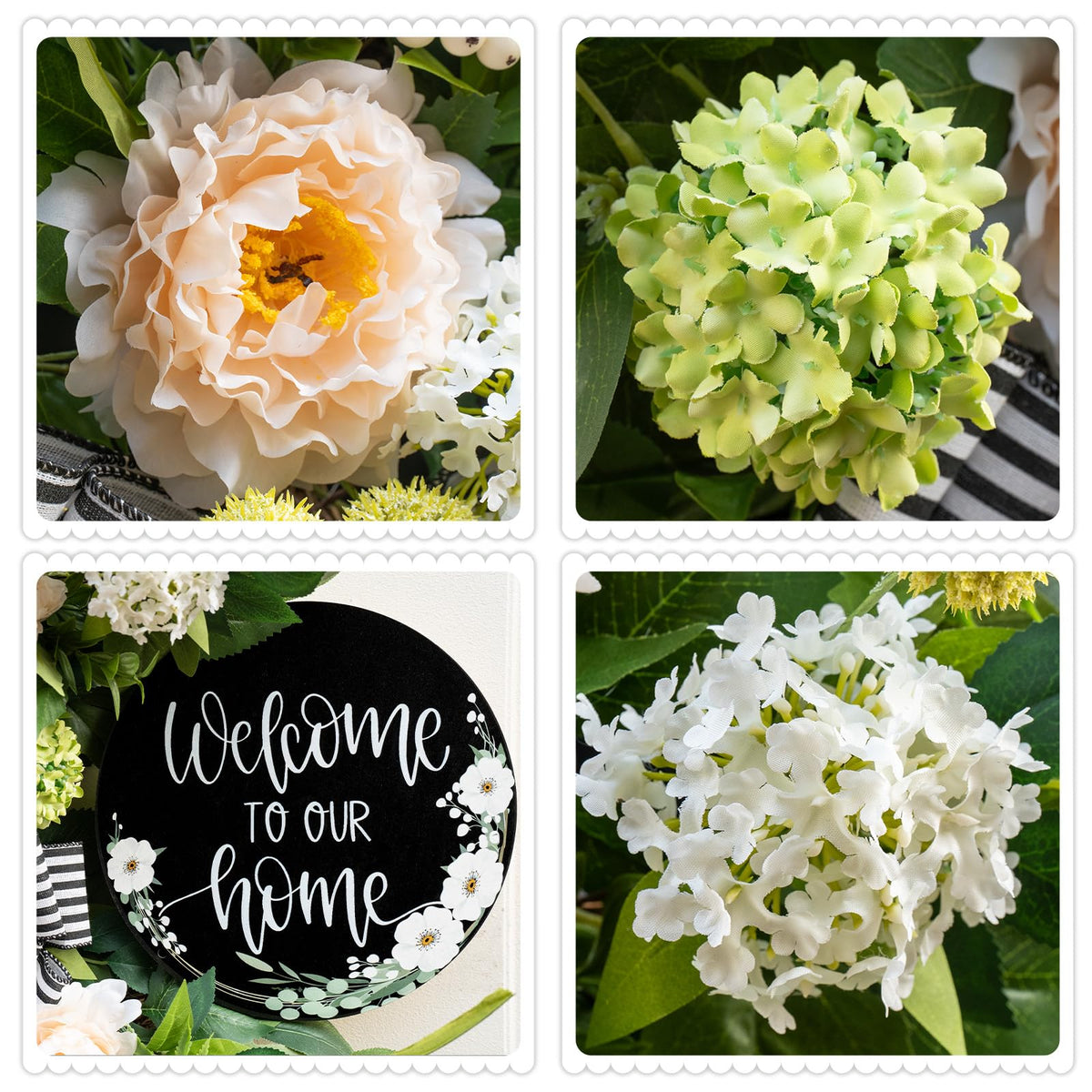 Soomeir white accent flowers brighten the spring-summer look.