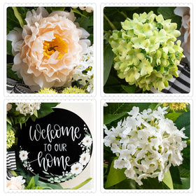 Soomeir white accent flowers brighten the spring-summer look.