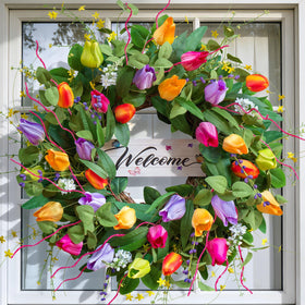 Soomeir easy-hang-front-door-wreath is simple to install on any door.