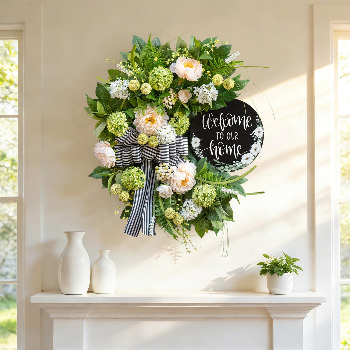 Soomeir indoor/outdoor seasonal wreath ready for versatile display.