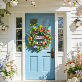 Soomeir layered-florals-full-silhouette presents a full, natural wreath profile.