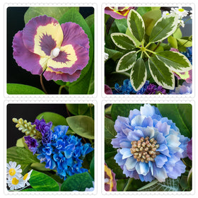 Soomeir lifelike pansy blooms wreath enhances entryway charm.