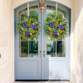 Soomeir 24-inch indoor-outdoor wreath with durable silk flowers.