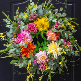 Soomeir 24-inch spring wreath on front door enhances curb appeal