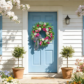 Soomeir weather-resistant wreath suited for covered outdoor spaces.