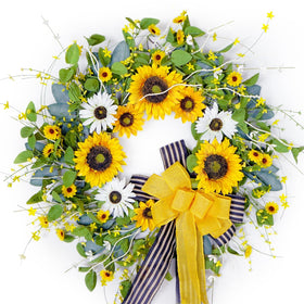 Soomeir wreath features a grapevine base and adjustable foliage for easy shaping.