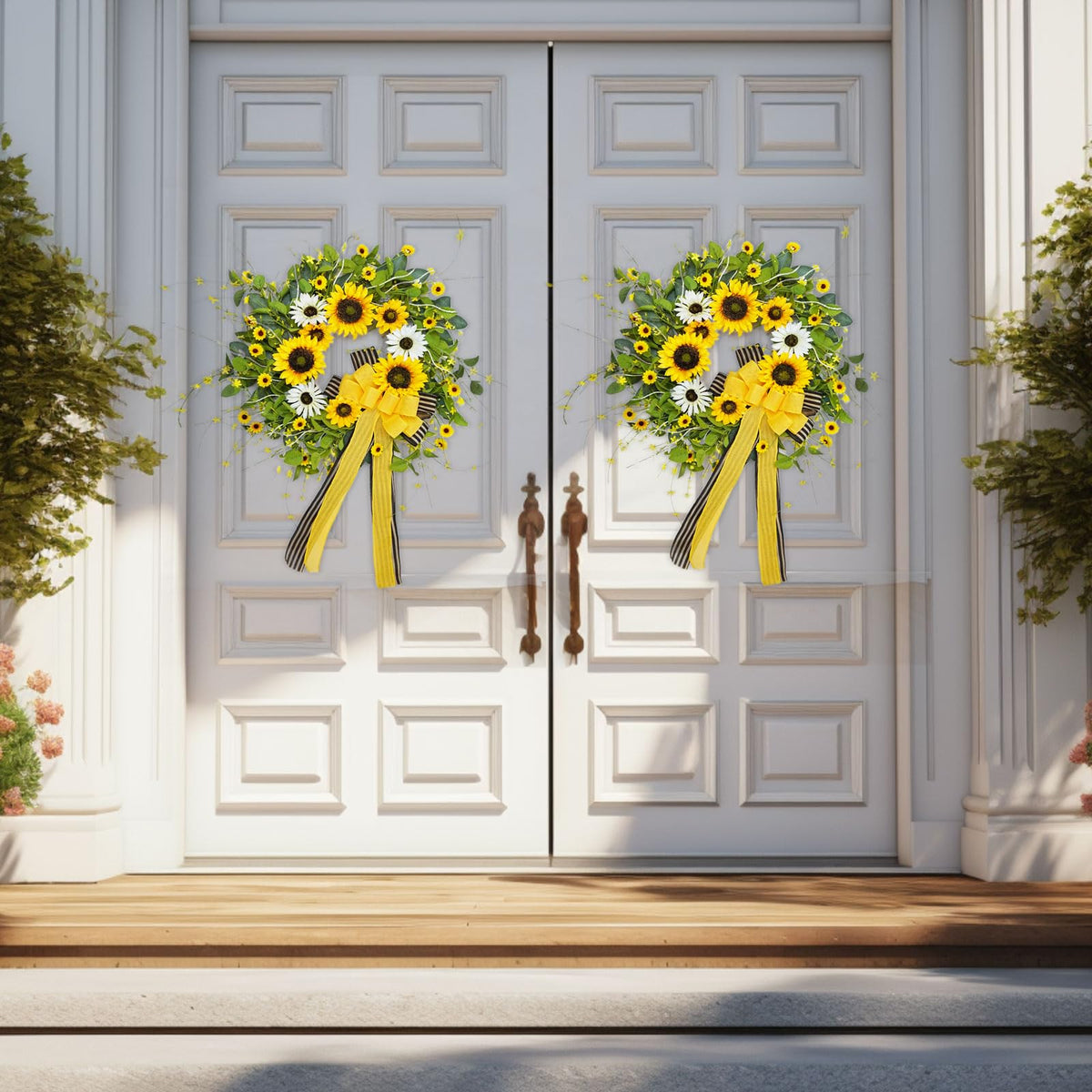 Soomeir wreath with back-mounted loop provides effortless hanging on doors or walls.