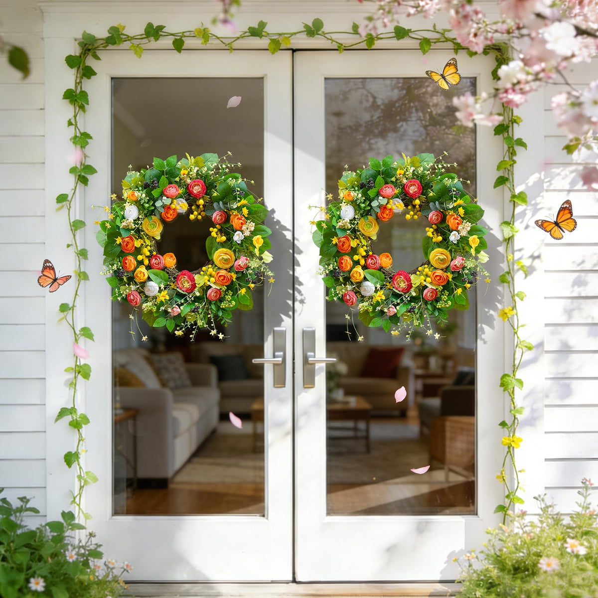 Soomeir wreath with iron wire loop offers easy hanging