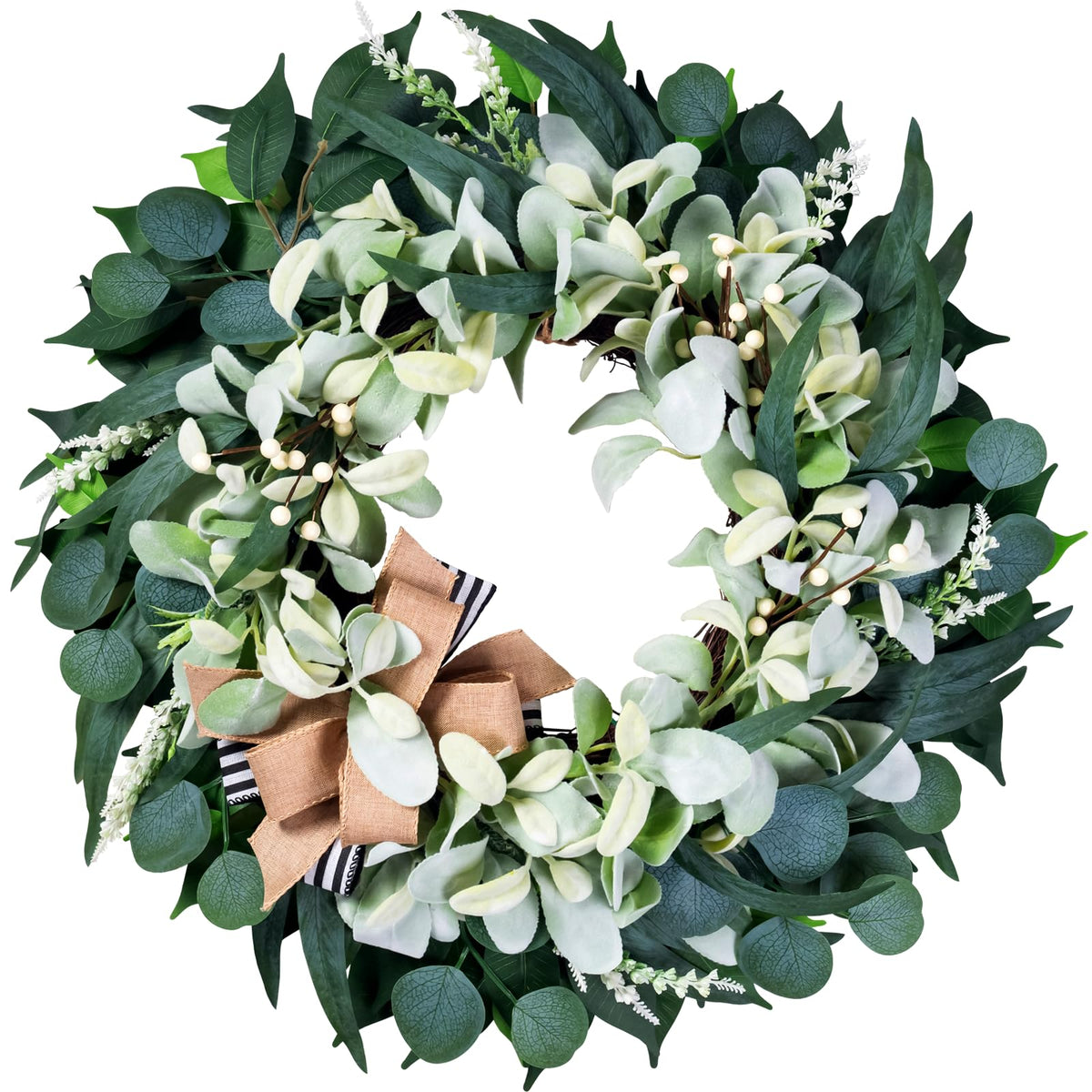 Soosubel artificial wreath front door 22-inch adds year-round curb appeal.