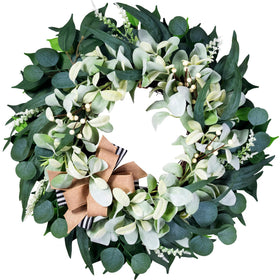 Soosubel artificial wreath front door 22-inch adds year-round curb appeal.