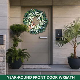 Soosubel greenery wreath wall decor brings fresh spring and summer vibes.