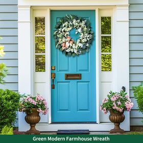 Soosubel lambs ear wreath centerpiece with eucalyptus adds texture.