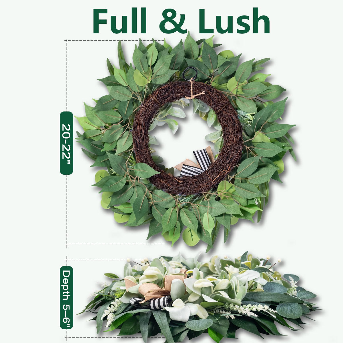 Soosubel modern farmhouse wreath pairs with existing decor for effortless styling.