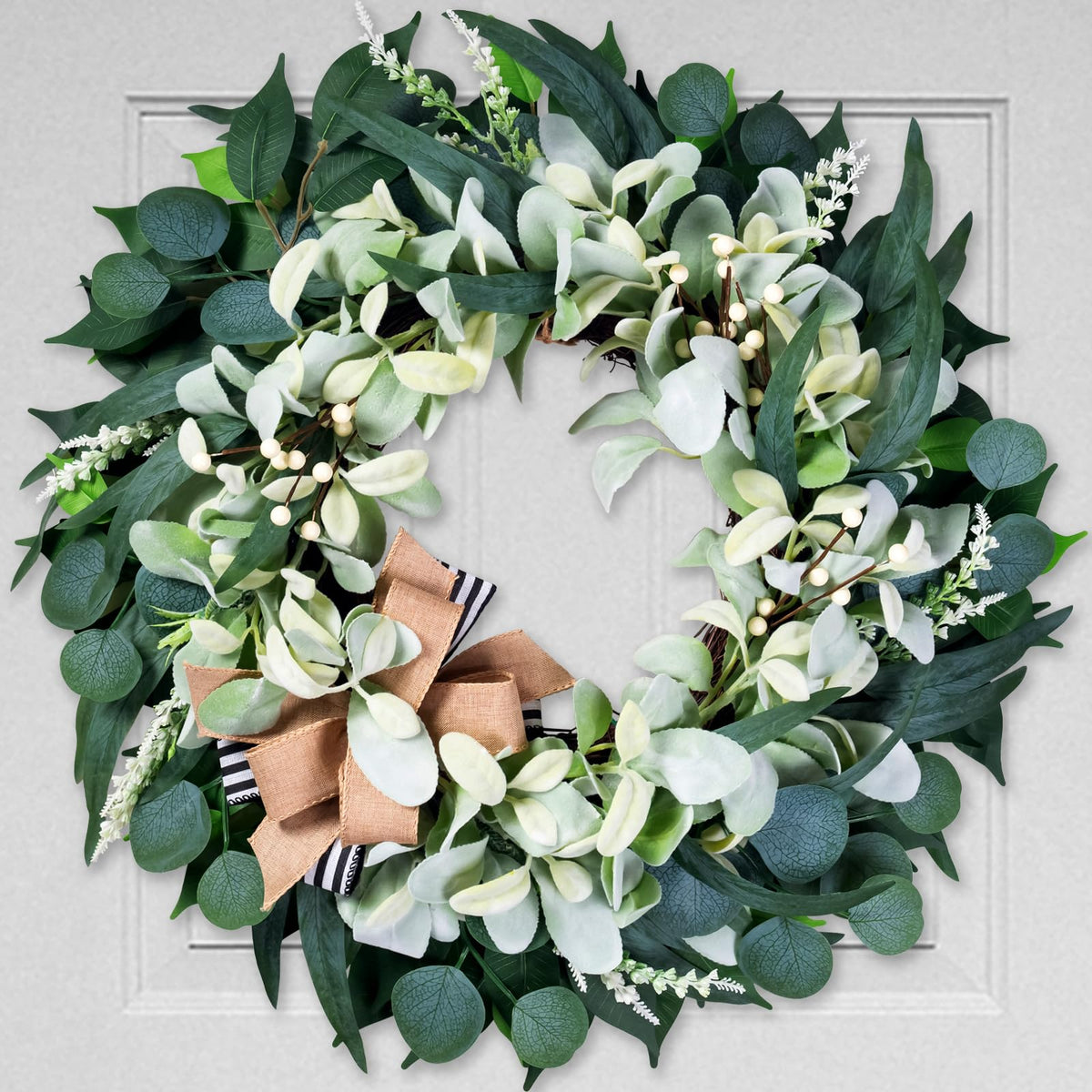 Soosubel 22-inch wreath fits doors, walls, or windows with timeless charm.
