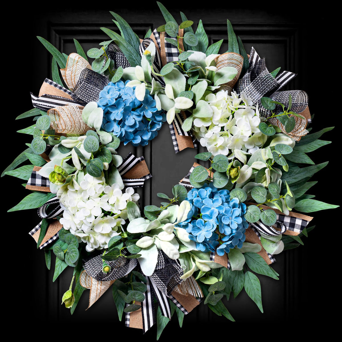 Soosubel Hydrangea Wreath front door 22-inch decorative display boosts curb appeal