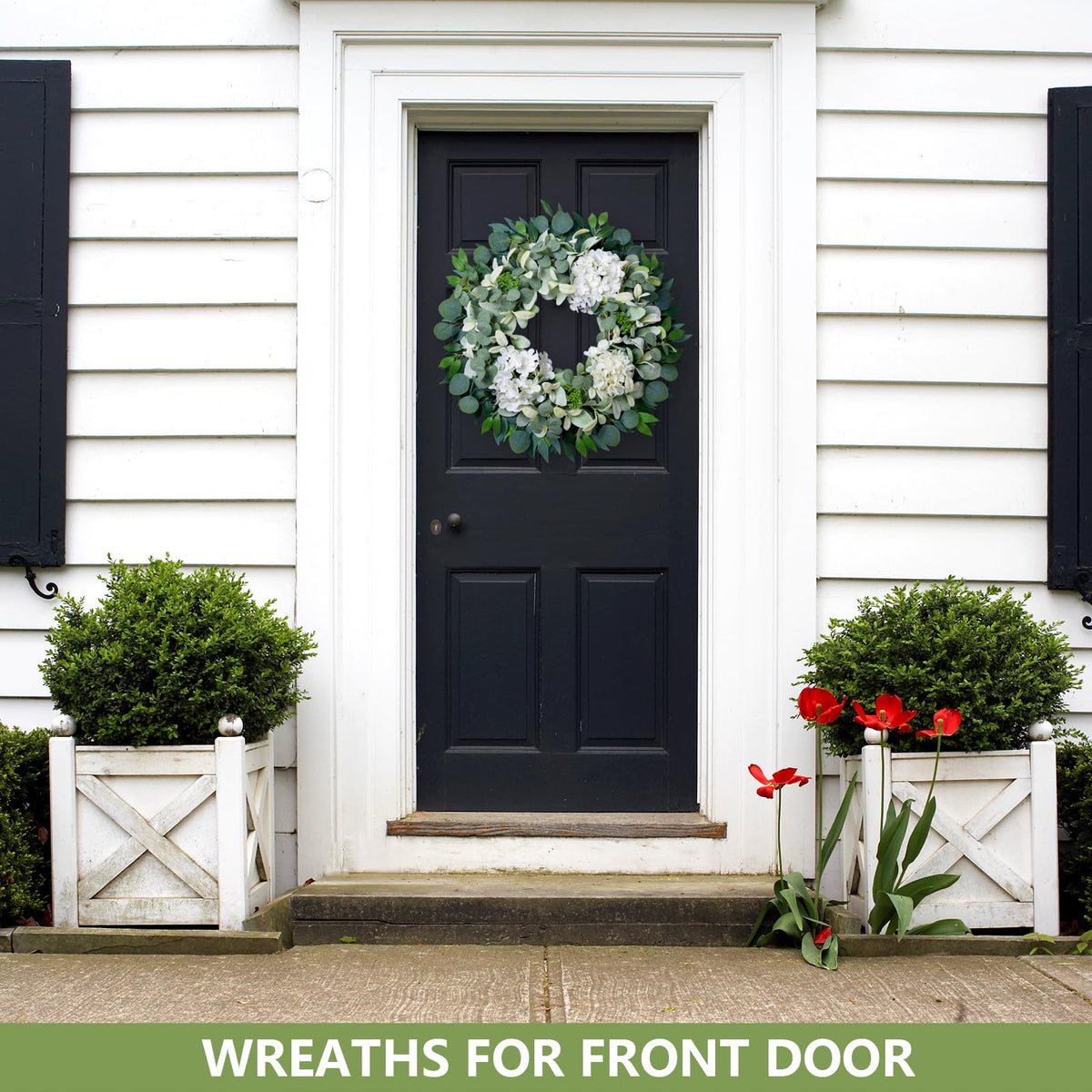 Soosubel indoor-outdoor wreath mounted on a wall for farmhouse style.