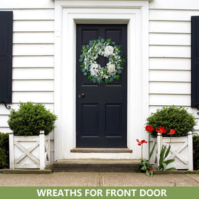 Soosubel indoor-outdoor wreath mounted on a wall for farmhouse style.