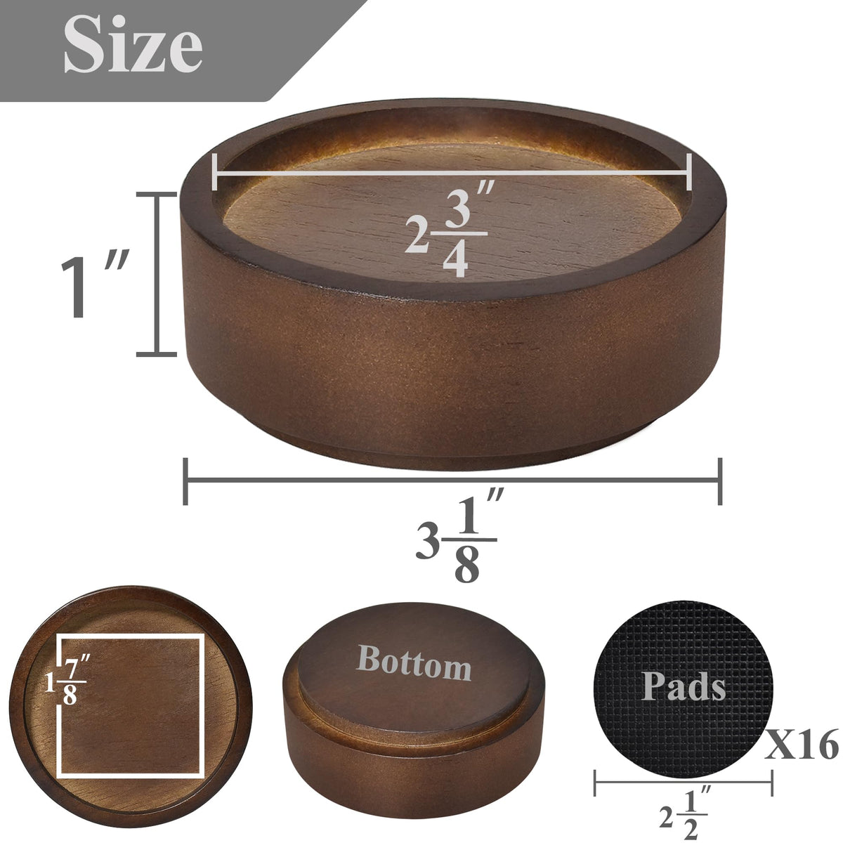 Sopicoz heavy-duty rubber wood risers show robust construction