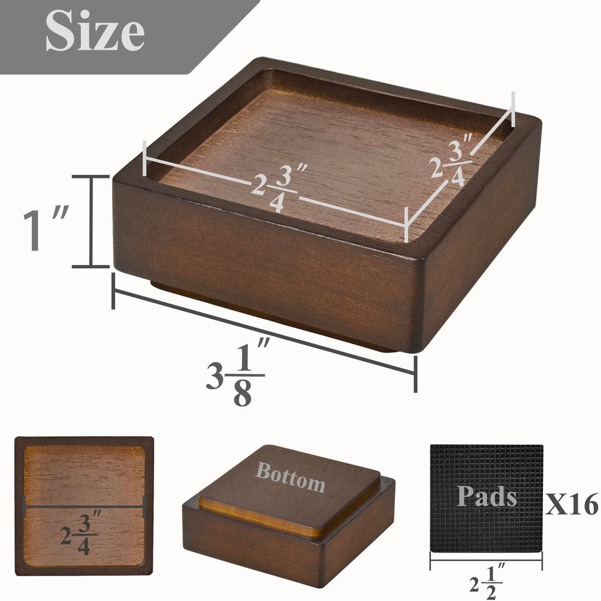 Sopicoz stackable risers show adjustable height from one to two inches.