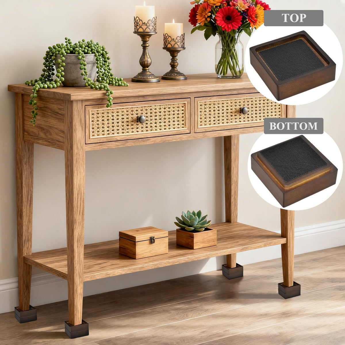 Sopicoz risers adapt to multiple furniture types with ease.