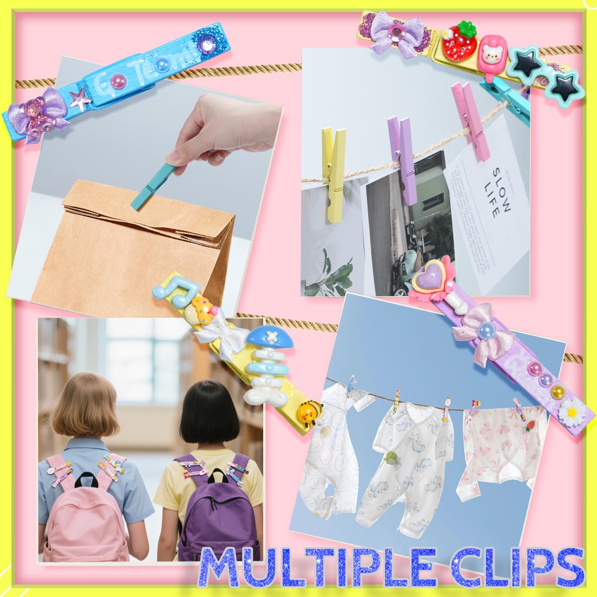 Colorful, sturdy clips stay bright and resist fading