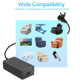 Sopito Y-splitter cable powers two recliners from one outlet.