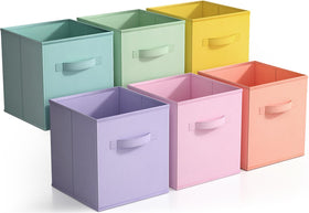 Sorbus 11-inch fabric storage cube on a shelf keeping clothes neatly organized