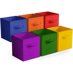 Sorbus 11-inch fabric storage cube folded for compact organization.