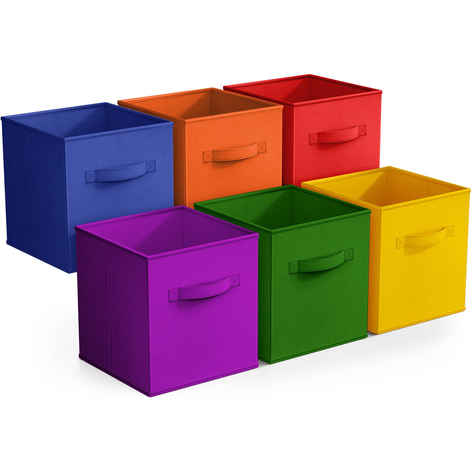 Sorbus 11-inch fabric storage cube folded for compact organization.