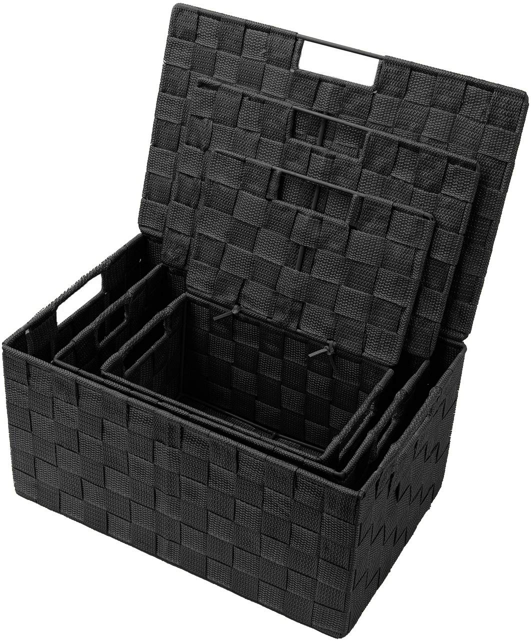 Sorbus basket built-in handles close-up, showing easy transport between rooms.