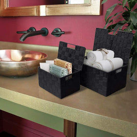 Sorbus basket lid removable by knot, simple access to contents.