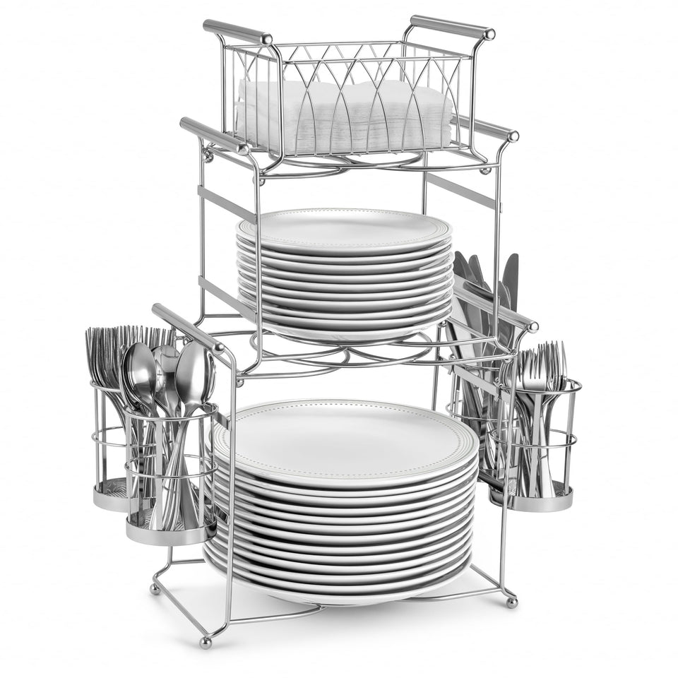 Sorbus Buffet Caddy plate stands keep plates within reach for guests.