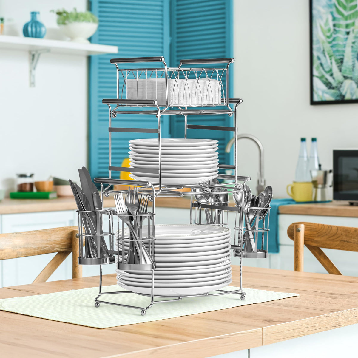 Sorbus Buffet Caddy side compartments store utensils and extras for smooth entertaining.