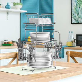 Sorbus Buffet Caddy side compartments store utensils and extras for smooth entertaining.