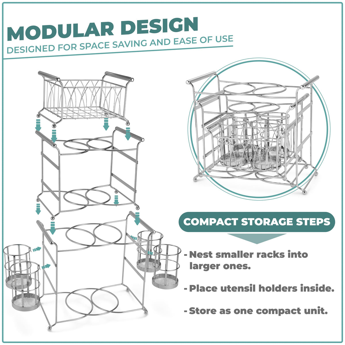 Sorbus Buffet Caddy stackable design saves space when stored between events.