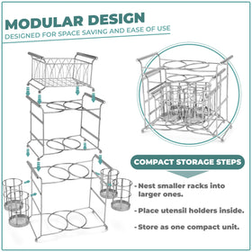 Sorbus Buffet Caddy stackable design saves space when stored between events.