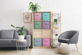 Sorbus cube storage in kids' room encourages easy toy cleanup