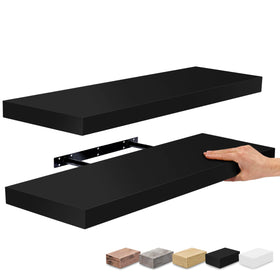 Sorbus 24in bathroom wall decor shelves with hidden brackets for space-saving storage.