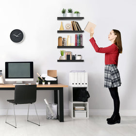 Sorbus floating shelves pair creates symmetrical wall rhythm