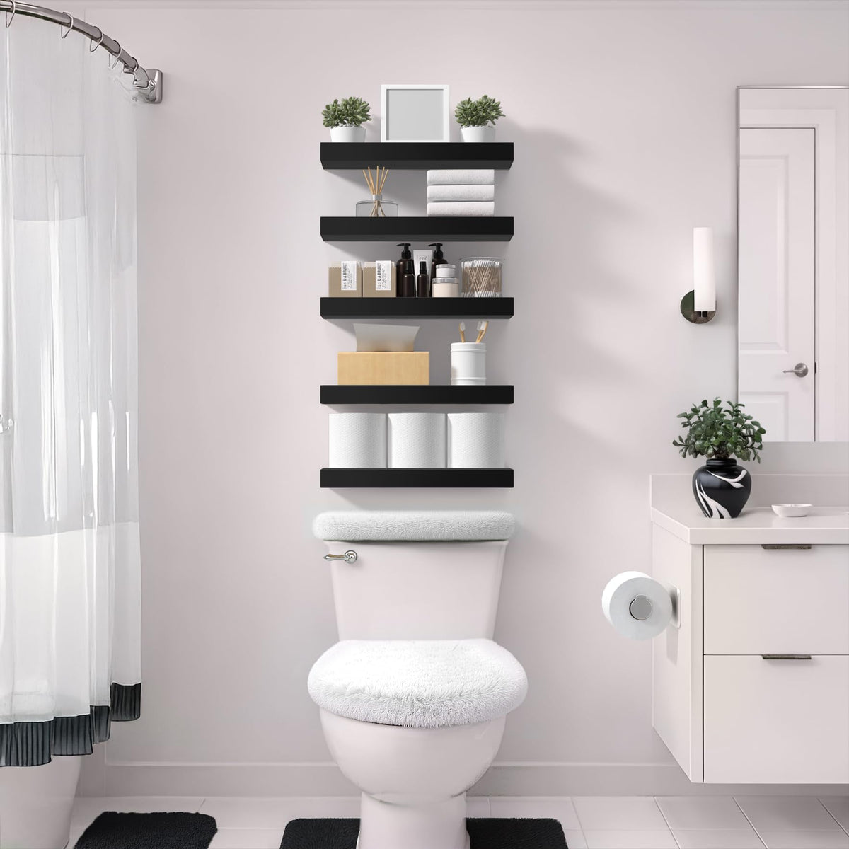 Sorbus bedroom decor shelf above nightstand for tidy storage